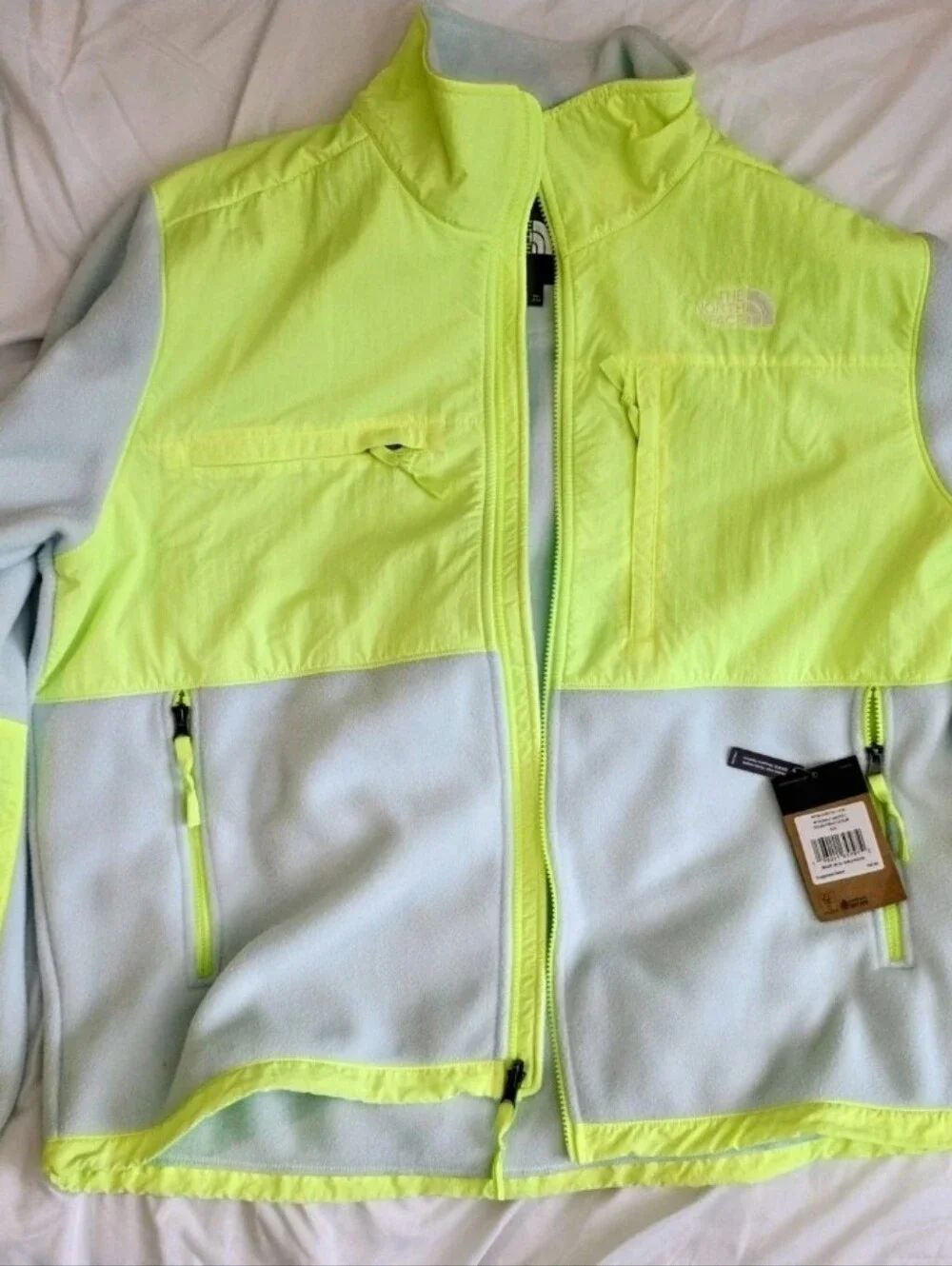 The North Face Mens Denali Polartec Yellow & Light Blue/Gray Full Zip Jacket